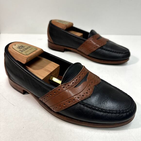 VERY GOOD Rancourt & Co. x Polo Ralph Lauren Penny Loafers Black / Brown USA 9 - Picture 4 of 12